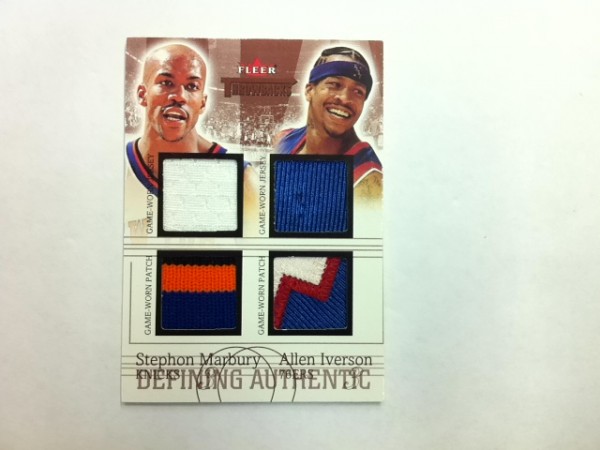 2004-05 Fleer Throwbacks Defining Authentic Jerseys and Patch Dual #MI Stephon Marbury/Allen Iverson