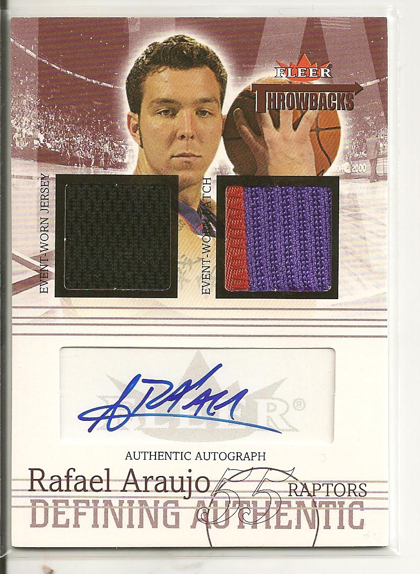 2004-05 Fleer Throwbacks Defining Authentic Jerseys Autographs Numbers #RA Rafael Araujo/55
