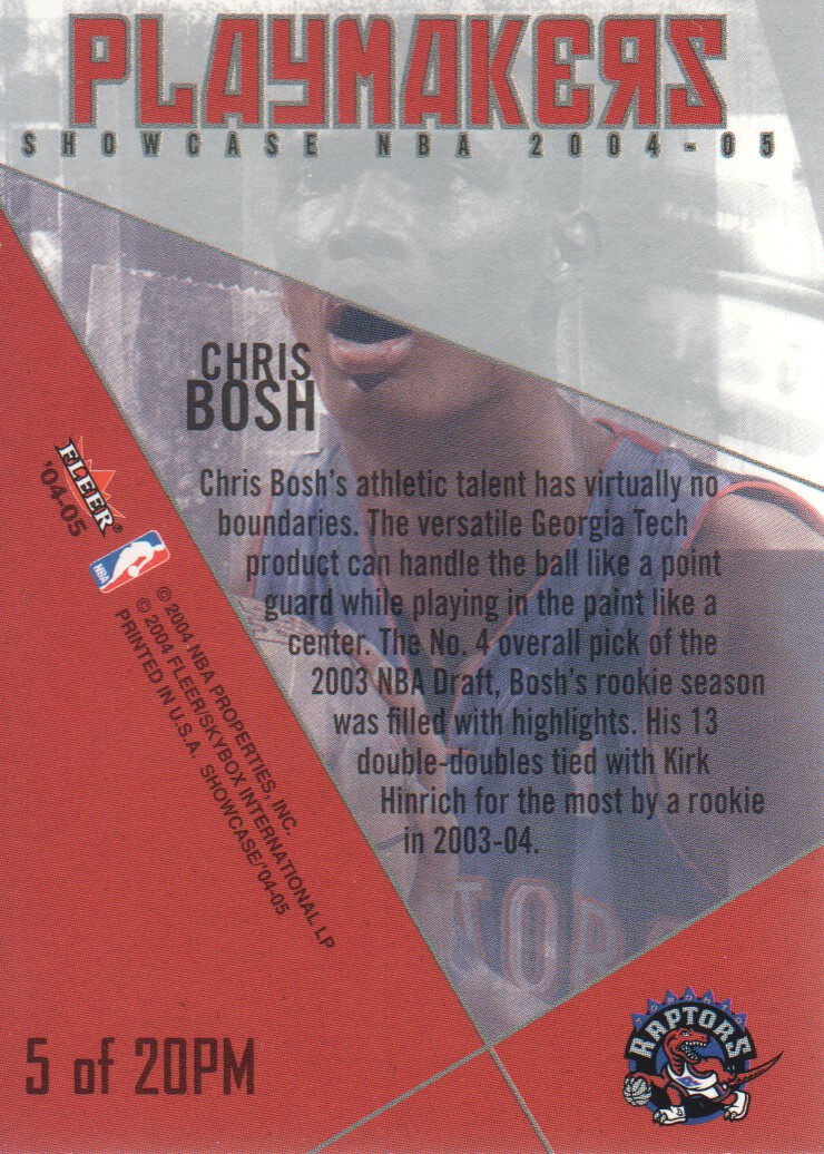 2004-05 Fleer Showcase Playmakers #5 Chris Bosh back image