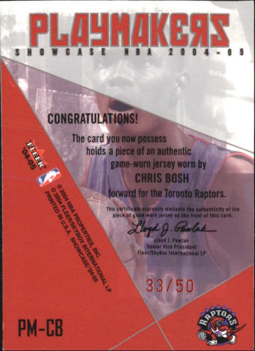2004-05 Fleer Showcase Playmakers Jerseys Nameplates #CB Chris Bosh back image