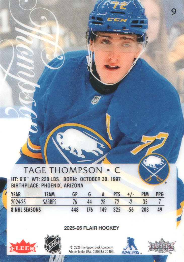 2025-26 Flair #9 Tage Thompson back image
