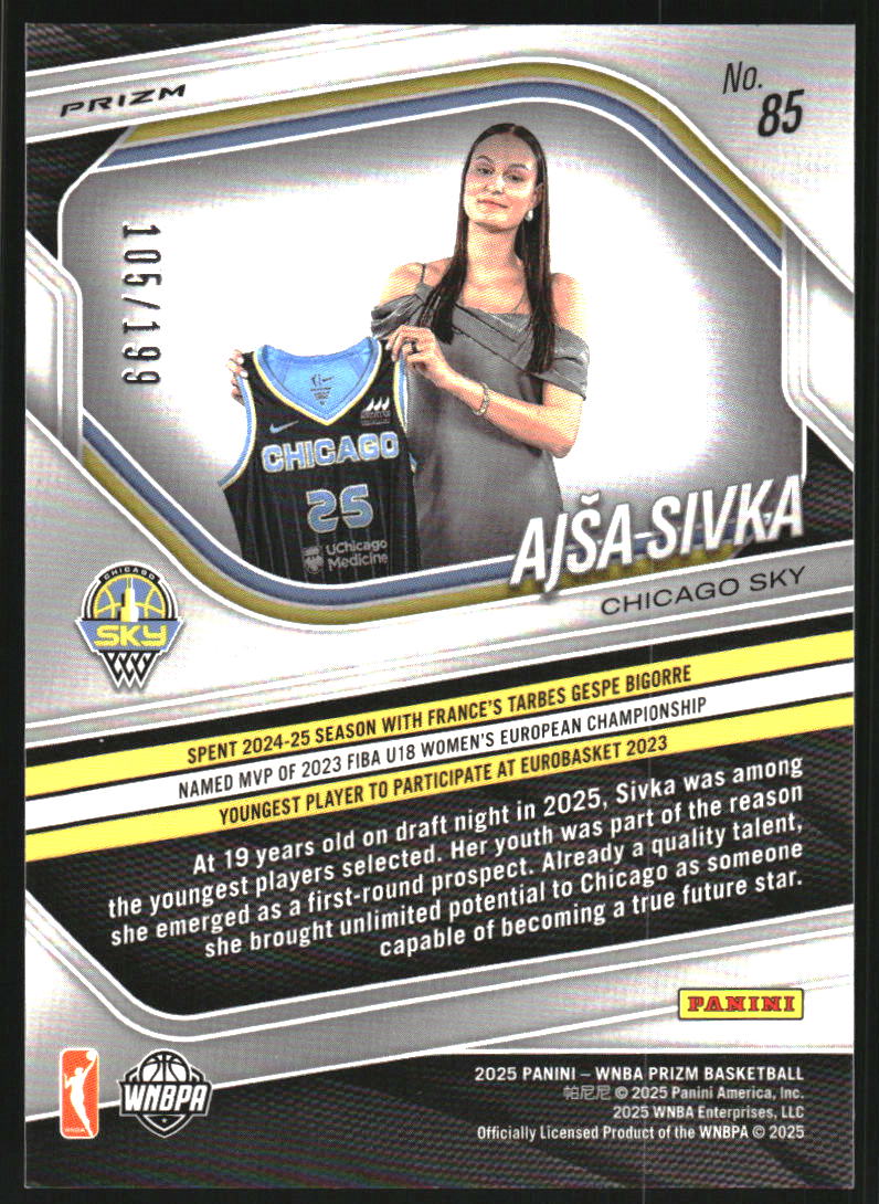 2025 Panini Prizm WNBA Prizms Blue #85 Ajsa Sivka /199