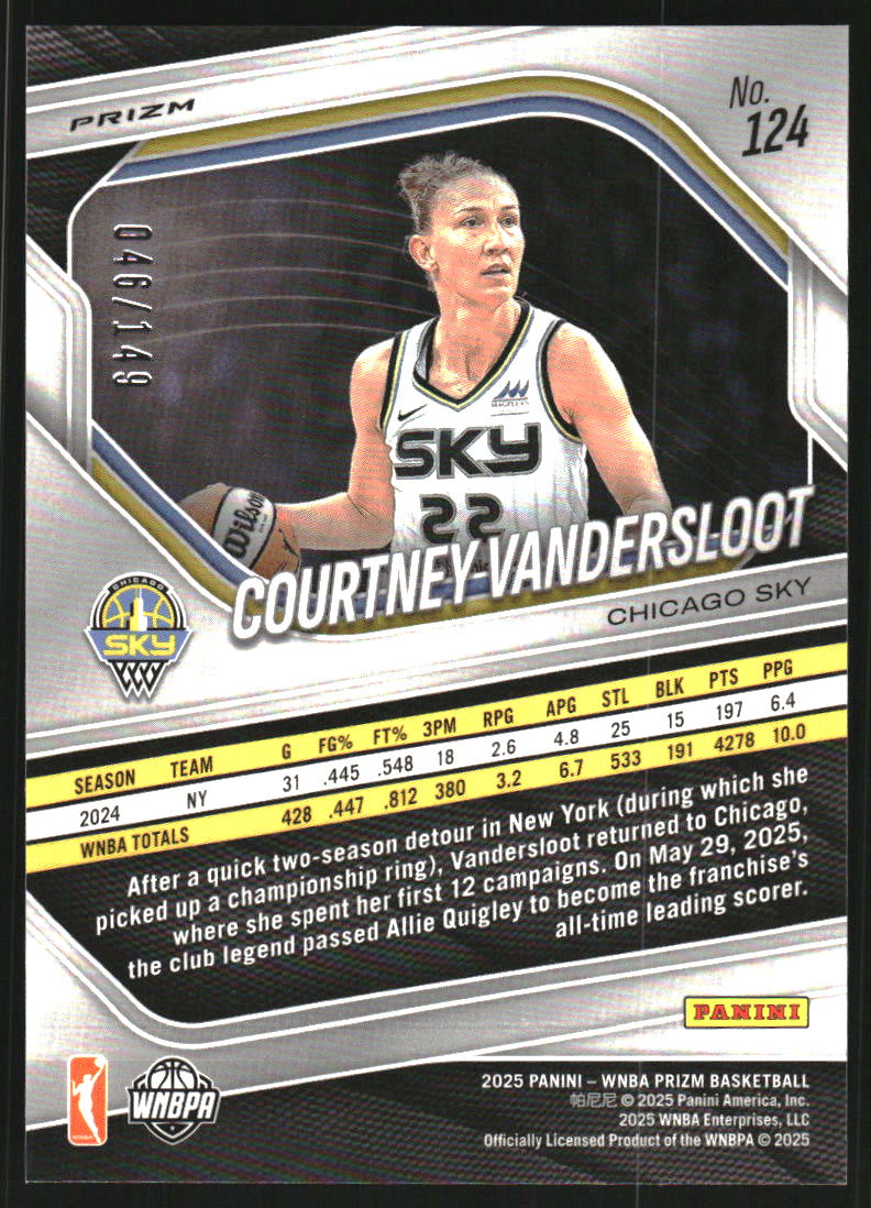 2025 Panini Prizm WNBA Prizms Purple #124 Courtney Vandersloot /149