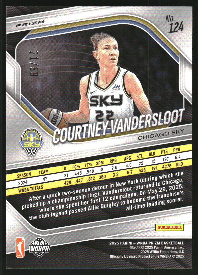 2025 Panini Prizm WNBA Prizms Purple Velocity #124 Courtney Vandersloot /59