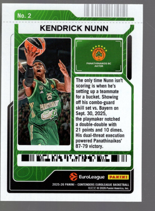 A7462- 2025-26 Panini Contenders EuroLeague Bk Cards -You Pick- 15