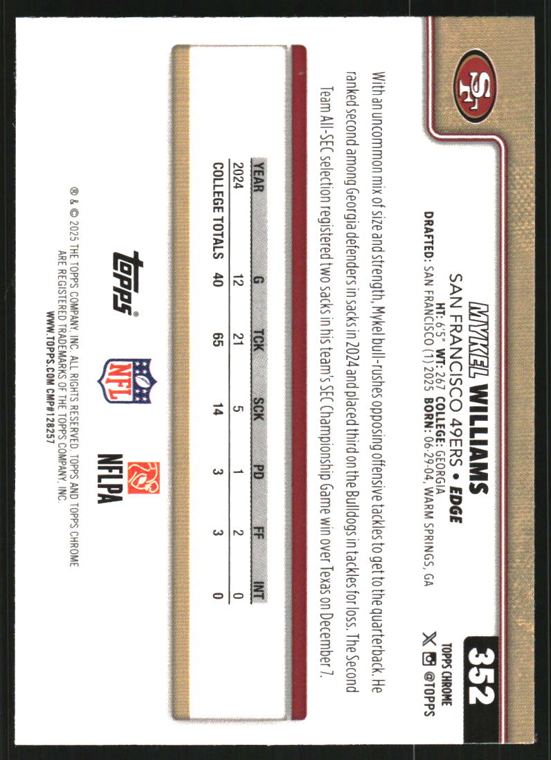 2025 Topps Chrome Pulsar Refractors #352 Mykel Williams
