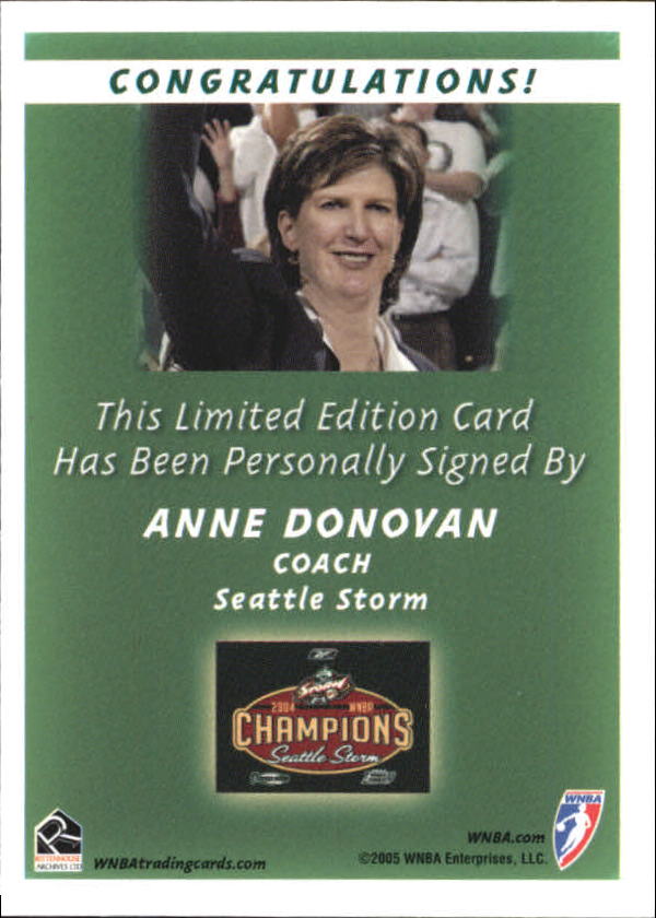 2005 WNBA Autographs #AD Anne Donovan CO back image
