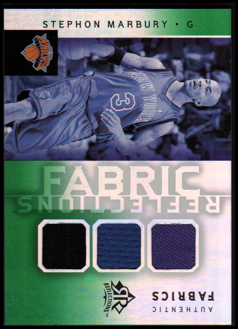 2005-06 Reflections Fabrics Triple Swatch Green #SM Stephon Marbury