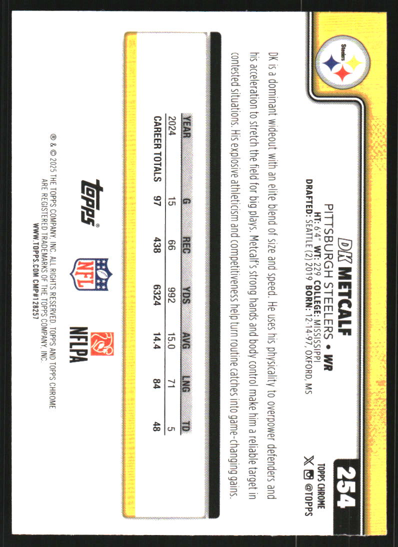 2025 Topps Chrome Pink Wave Refractors #254 D.K. Metcalf /250