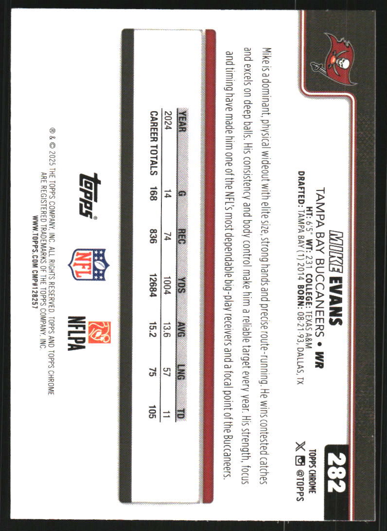 2025 Topps Chrome Pink Wave Refractors #282 Mike Evans /250