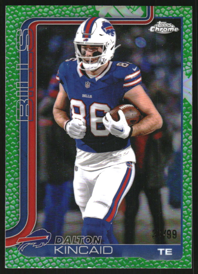 2025 Topps Chrome Football Leather Green Refractors #37 Dalton Kincaid /99