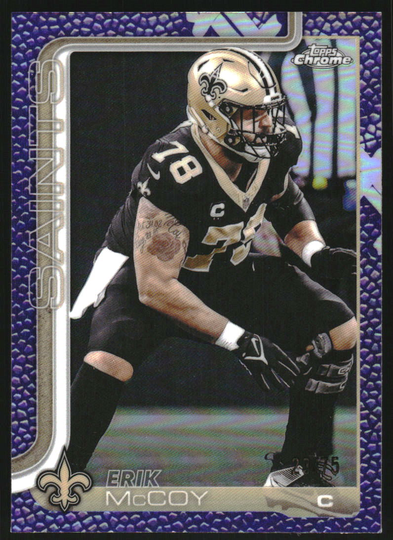 2025 Topps Chrome Football Leather Purple Refractors #223 Erik McCoy /75