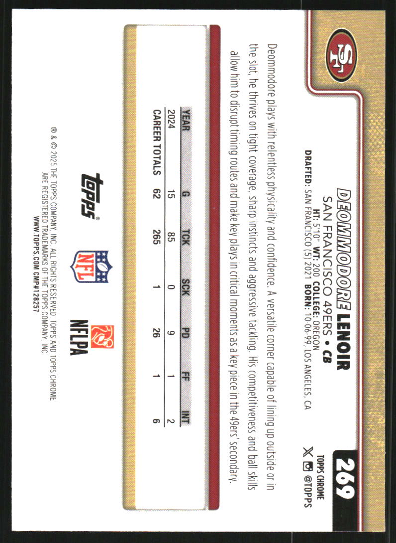 2025 Topps Chrome Football Leather Purple Refractors #269 Deommodore Lenoir /75