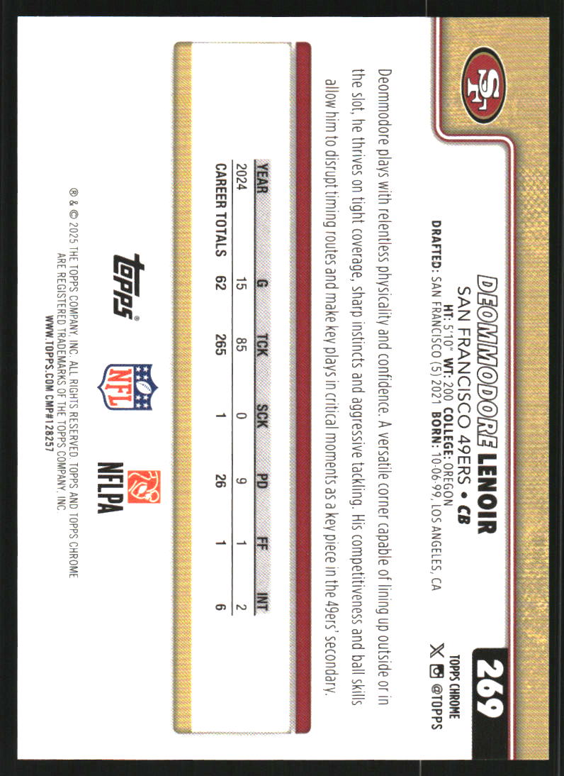 2025 Topps Chrome Gold Lava Refractors #269 Deommodore Lenoir /50