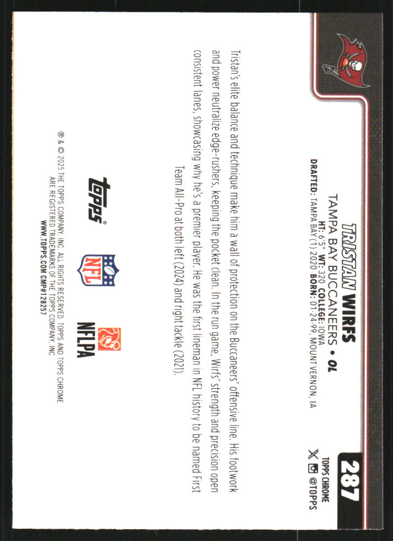 2025 Topps Chrome Football Leather Refractors #287 Tristan Wirfs