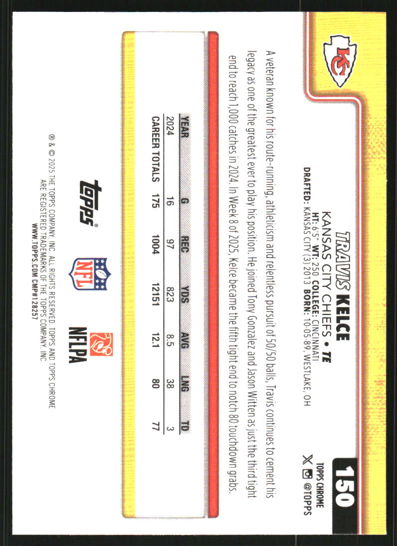 2025 Topps Chrome Prism Refractors #150 Travis Kelce