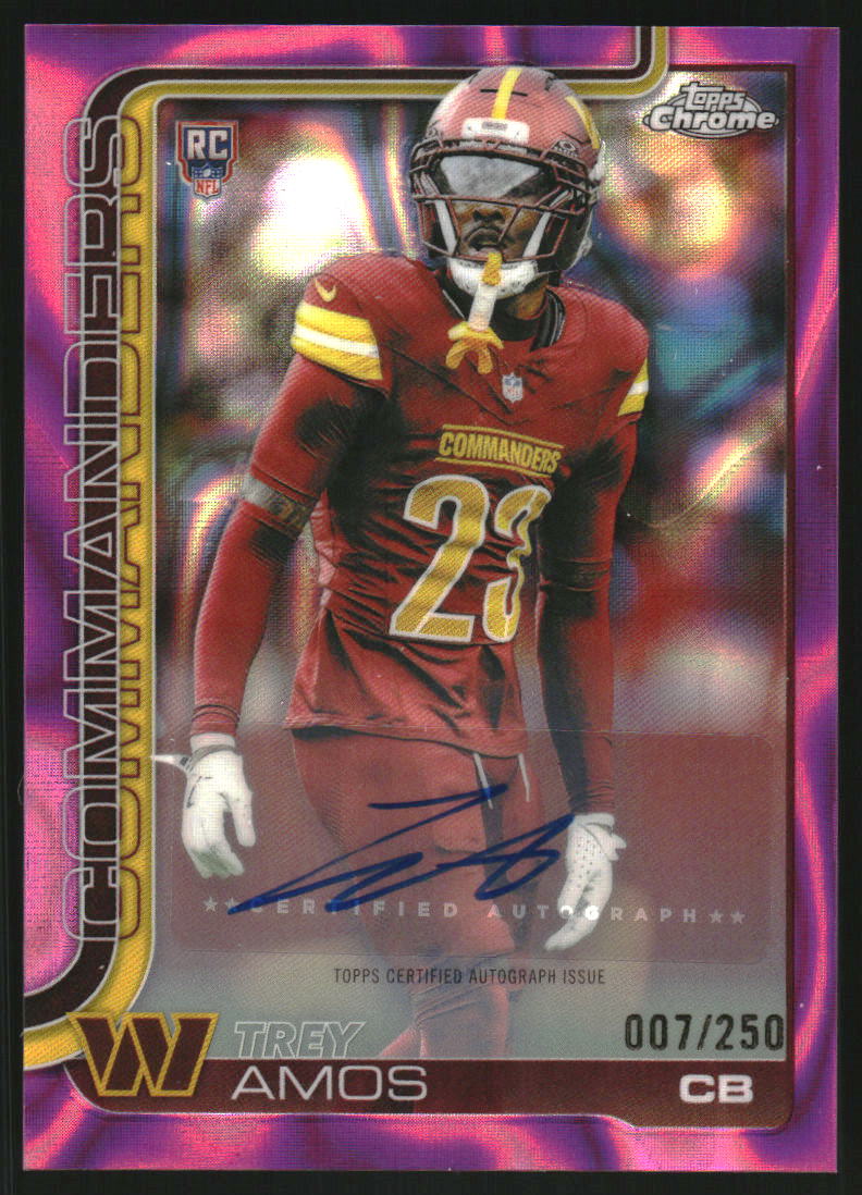 2025 Topps Chrome Rookie Autographs Pink Lava Refractors #RATA Trey Amos Auto /250