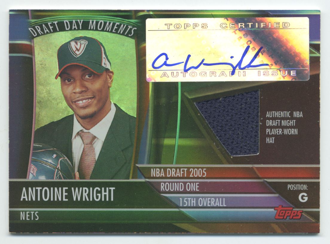 2005-06 Topps Big Game Draft Day Moments Relics Autographs #AW2 Antoine Wright Ball