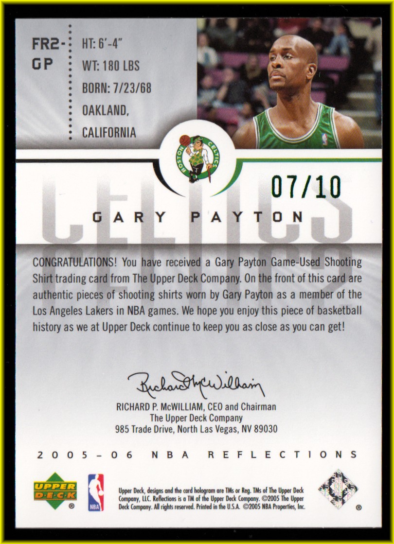 2005-06 Reflections Fabrics Dual Swatch Green #GP Gary Payton back image