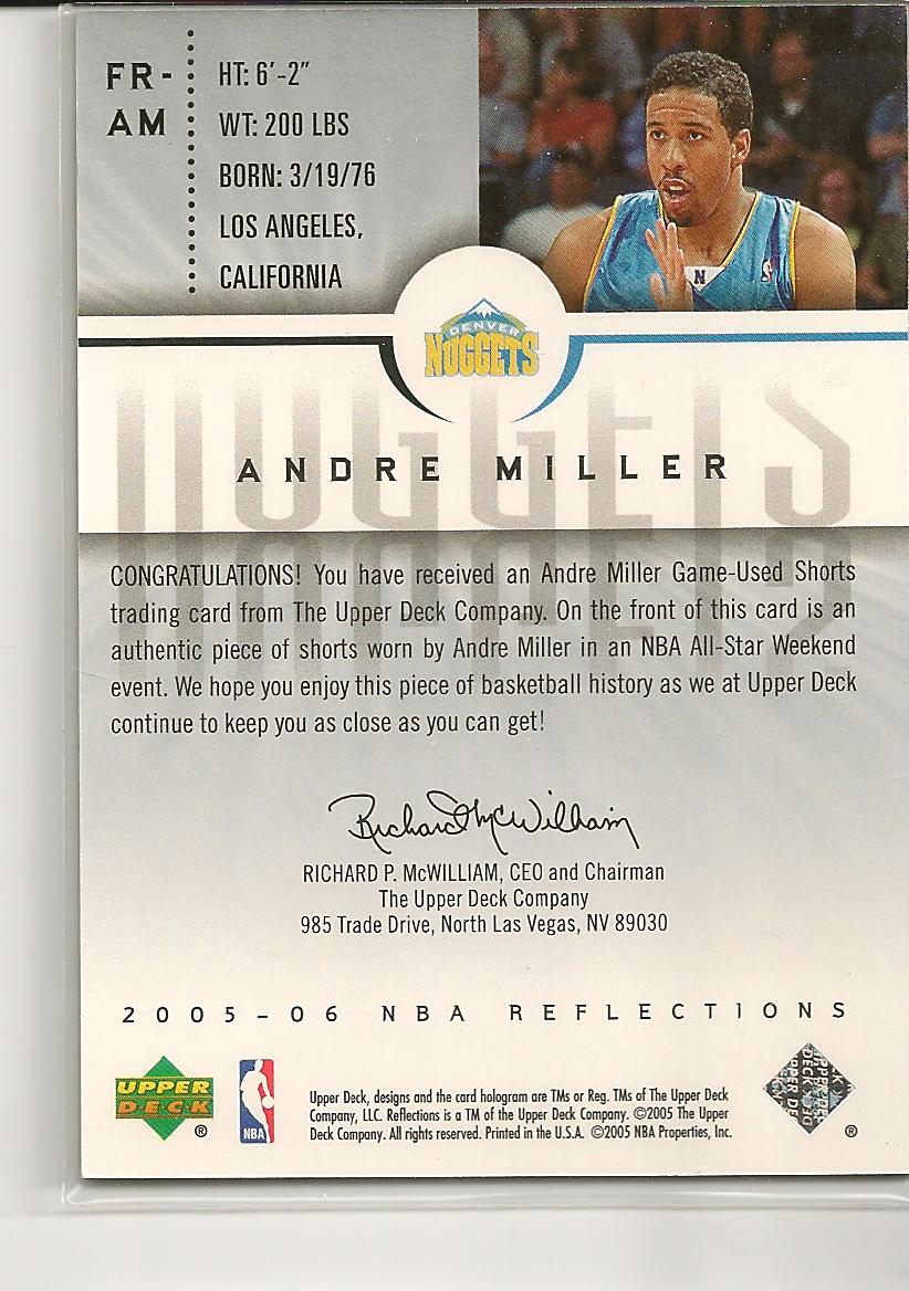 2005-06 Reflections Fabrics #AM Andre Miller back image