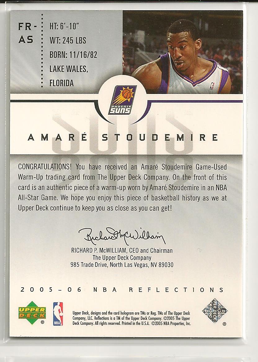 2005-06 Reflections Fabrics #AS Amare Stoudemire back image