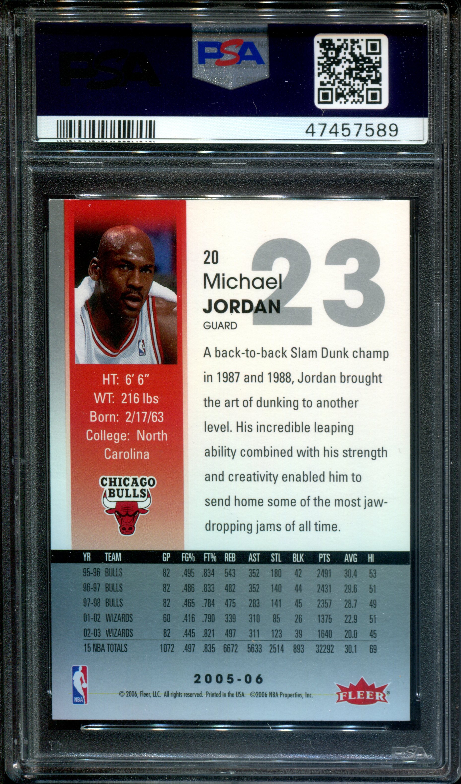 2005-06 Hoops #20 Michael Jordan - GRADED PSA 9 MINT (Kobe Bryant