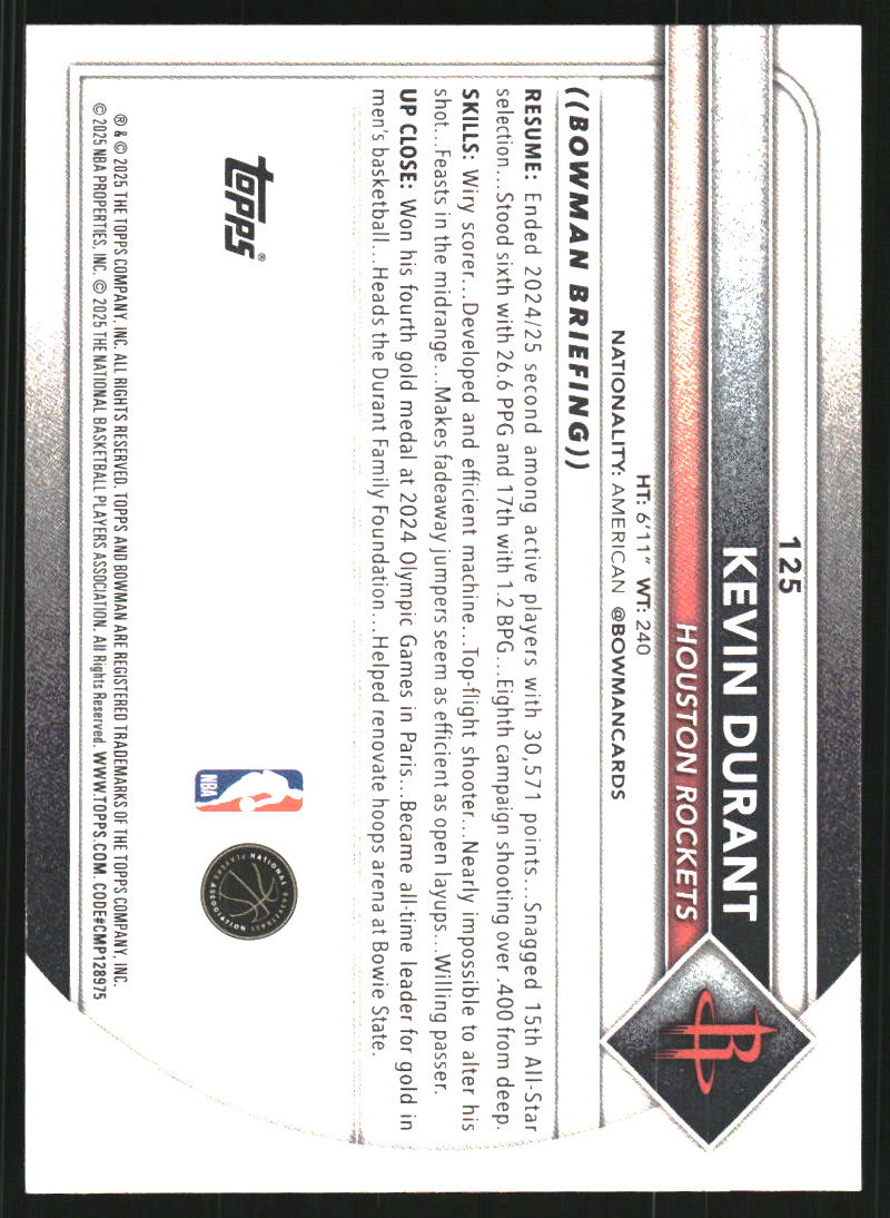 2025-26 Bowman #125 Kevin Durant