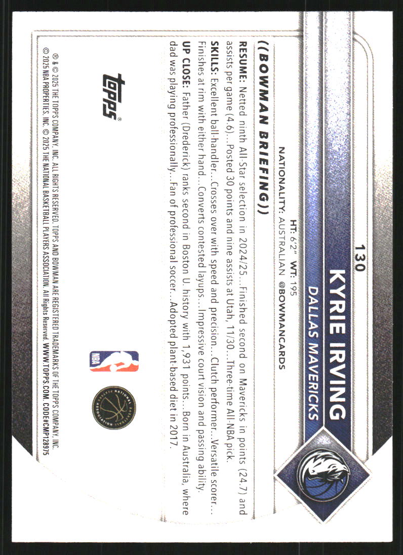 2025-26 Bowman #130 Kyrie Irving