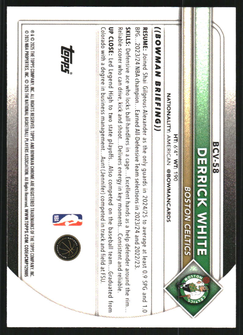 2025-26 Bowman Chrome #BCV58 Derrick White