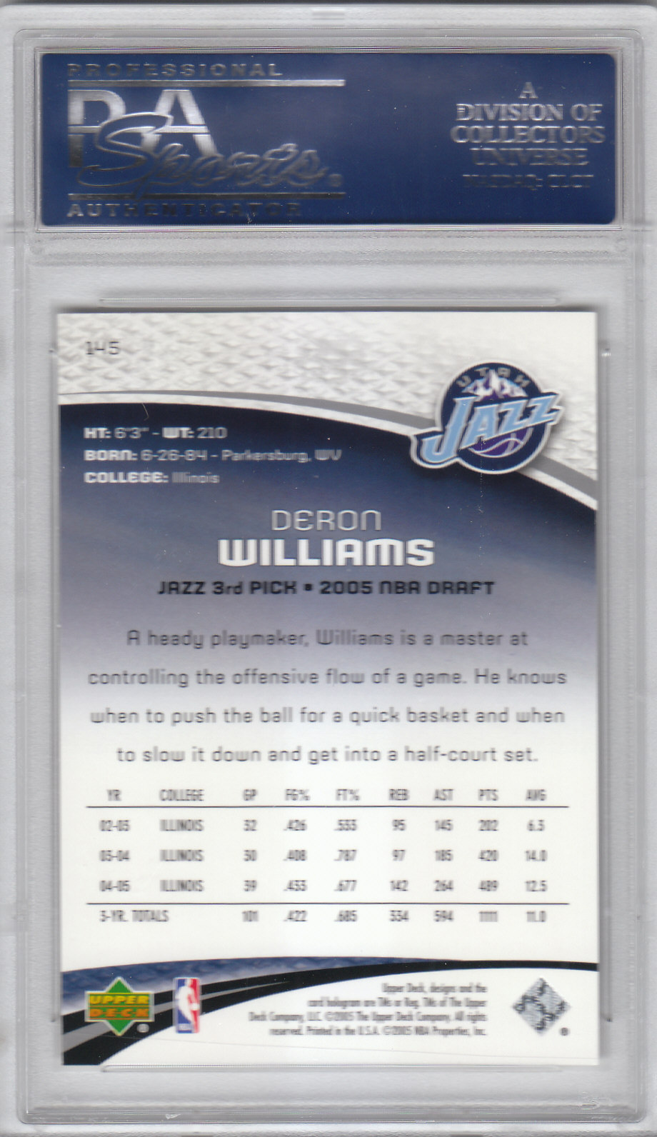 2005-06 SP Game Used #145 Deron Williams RC back image