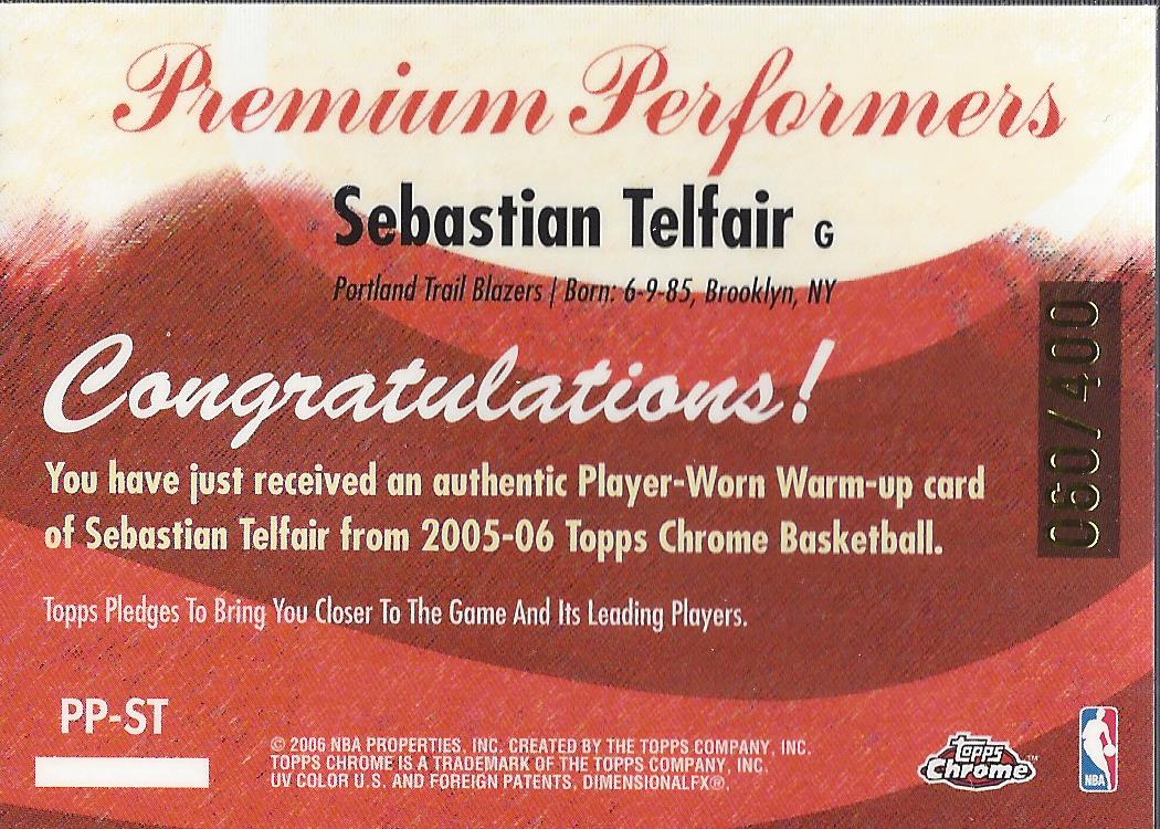 2005-06 Topps Chrome Premium Performers #ST Sebastian Telfair back image