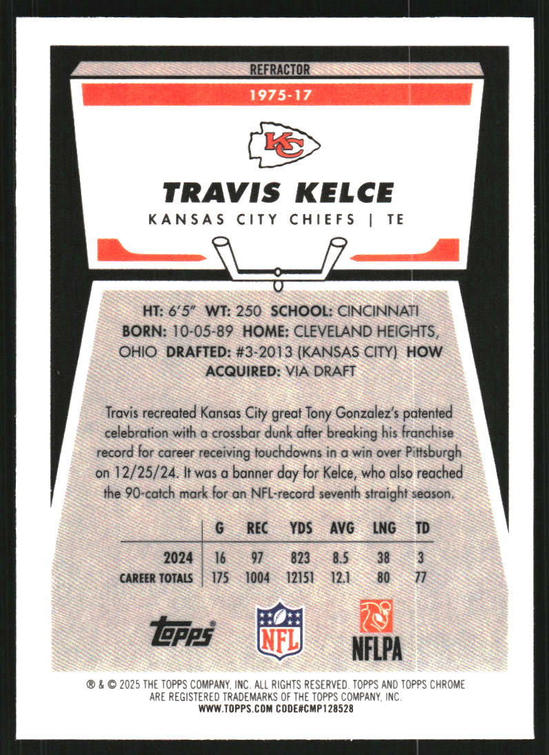 2025 Topps Chrome '75 Topps Refractors #197517 Travis Kelce