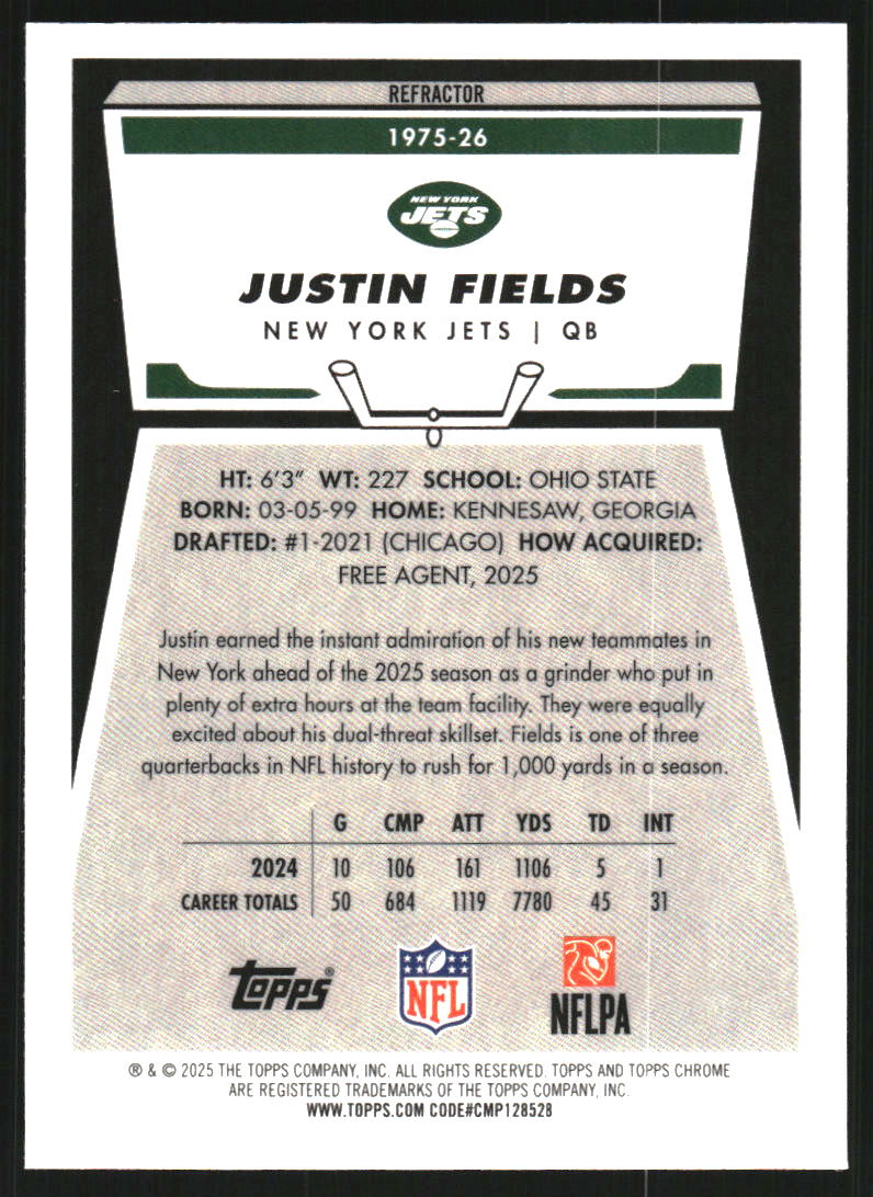 2025 Topps Chrome '75 Topps Refractors #197526 Justin Fields