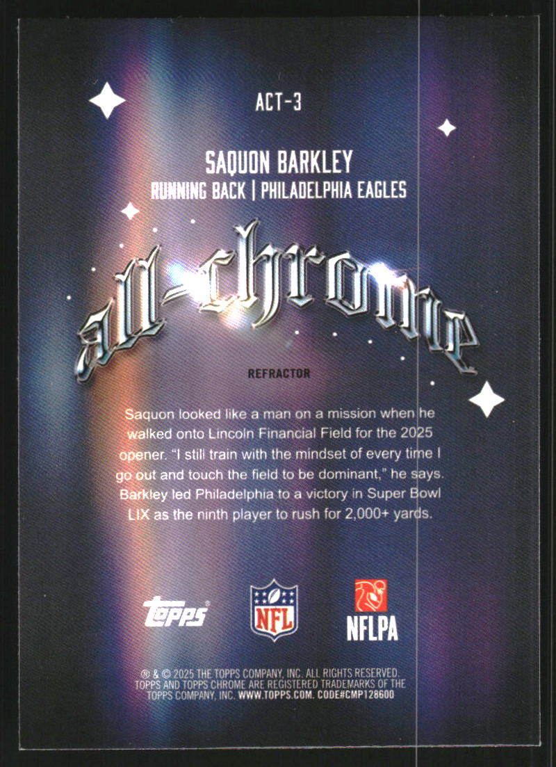 2025 Topps Chrome All Chrome Team Refractors #ACT3 Saquon Barkley