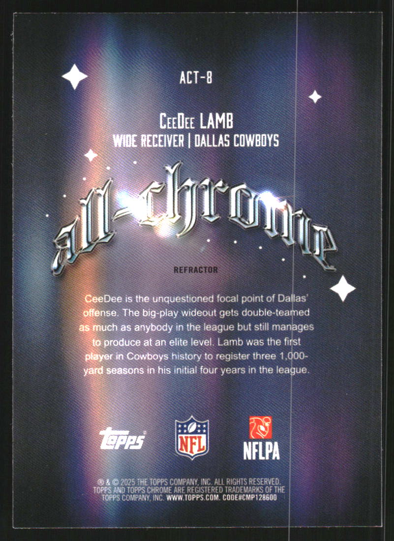 2025 Topps Chrome All Chrome Team Refractors #ACT8 CeeDee Lamb