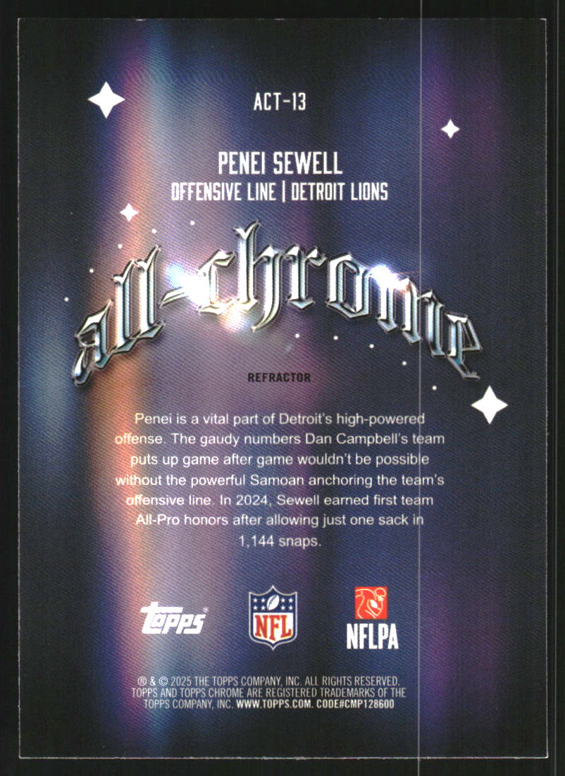 2025 Topps Chrome All Chrome Team Refractors #ACT13 Penei Sewell