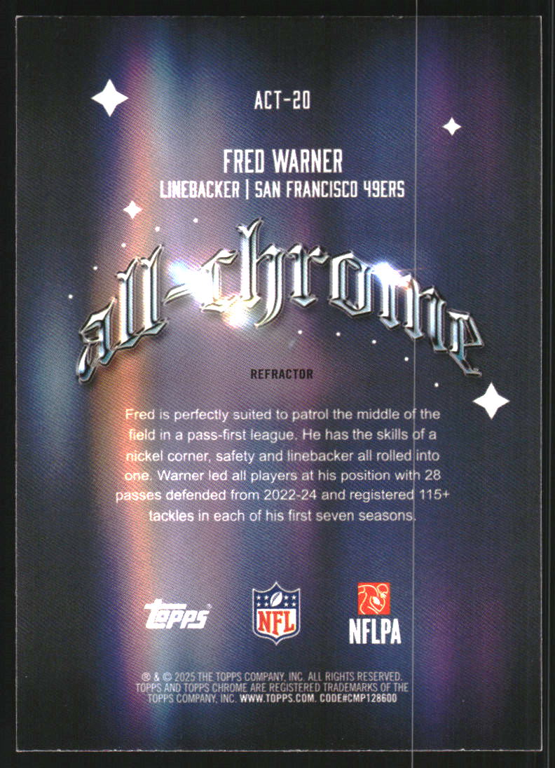 2025 Topps Chrome All Chrome Team Refractors #ACT20 Fred Warner