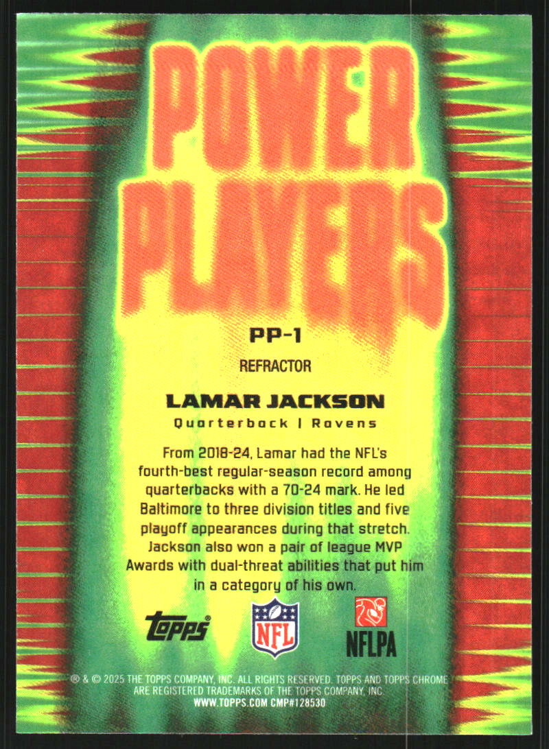 2025 Topps Chrome Power Players Refractors #PP1 Lamar Jackson