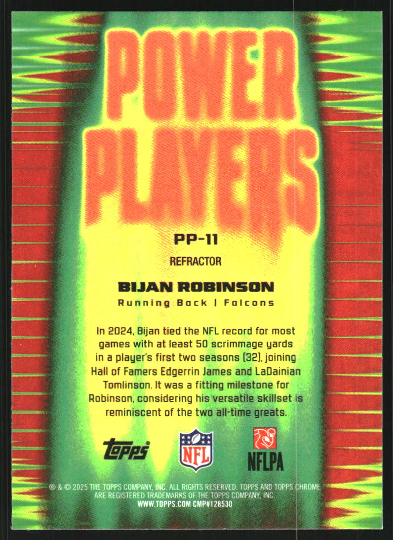 2025 Topps Chrome Power Players Refractors #PP11 Bijan Robinson