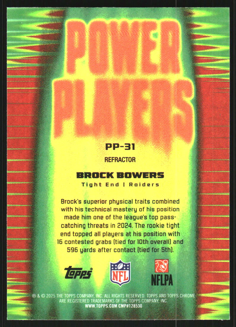 2025 Topps Chrome Power Players Refractors #PP31 Brock Bowers