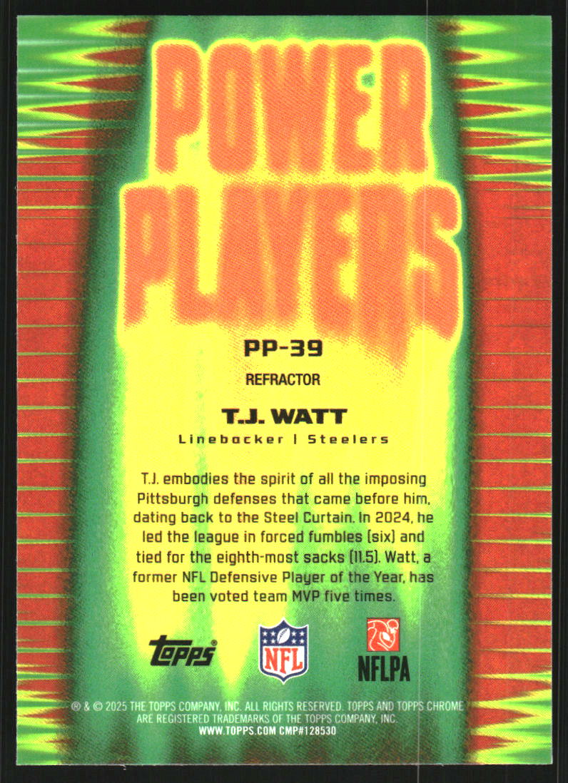 2025 Topps Chrome Power Players Refractors #PP39 T.J. Watt