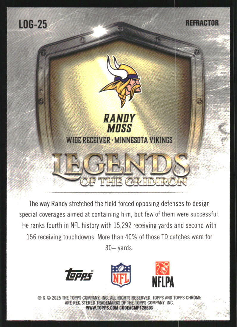 2025 Topps Chrome Legends of the Gridiron Refractors #LOG25 Randy Moss