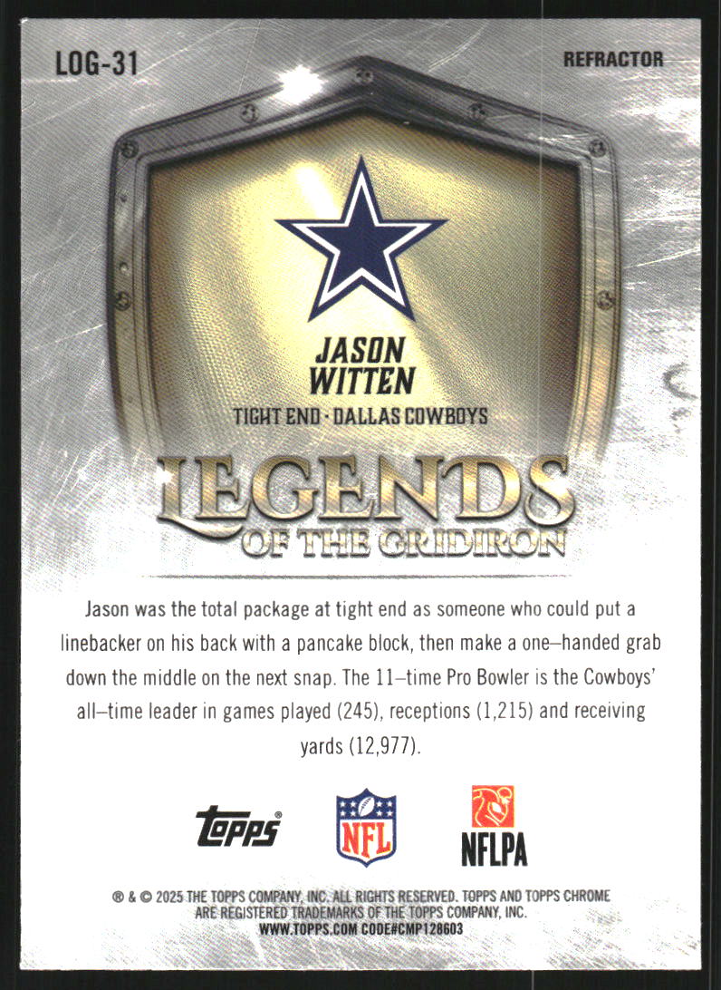 2025 Topps Chrome Legends of the Gridiron Refractors #LOG31 Jason Witten