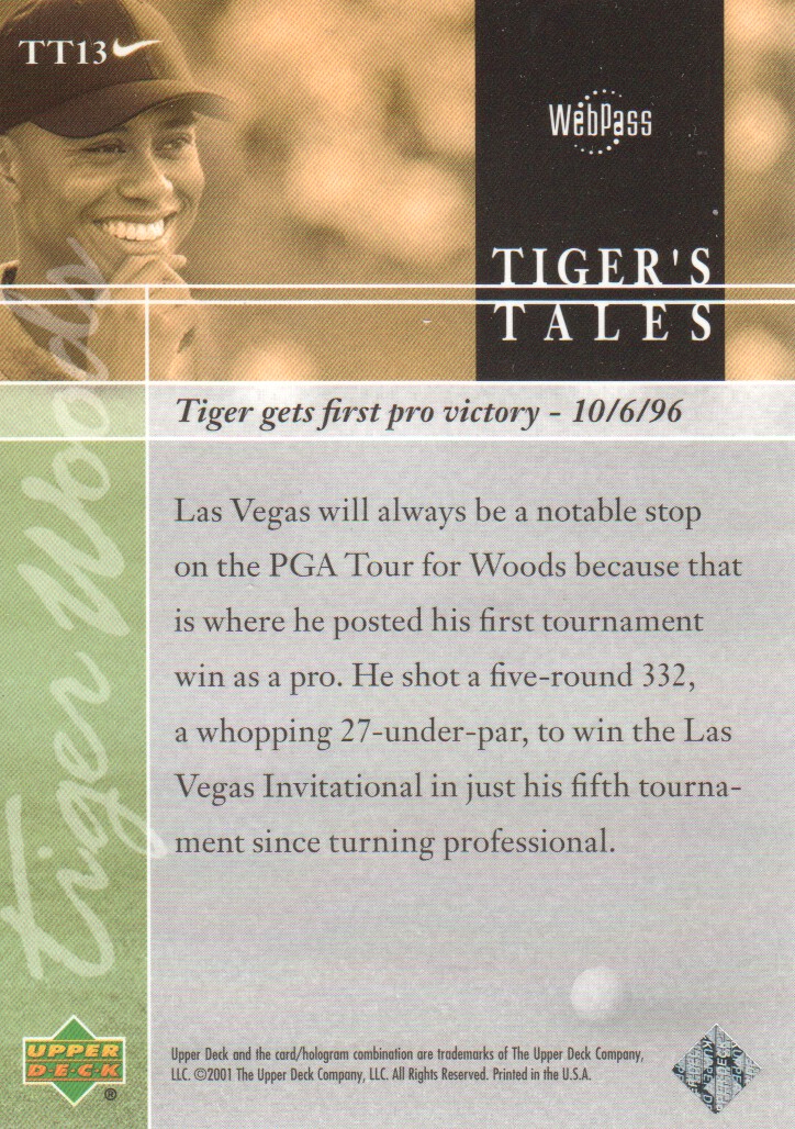 2001 Upper Deck Tiger's Tales #TT13 Tiger Woods back image