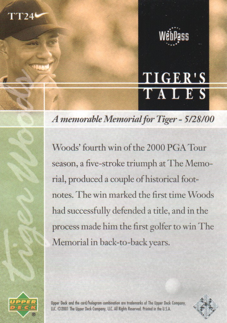 2001 Upper Deck Tiger's Tales #TT24 Tiger Woods back image