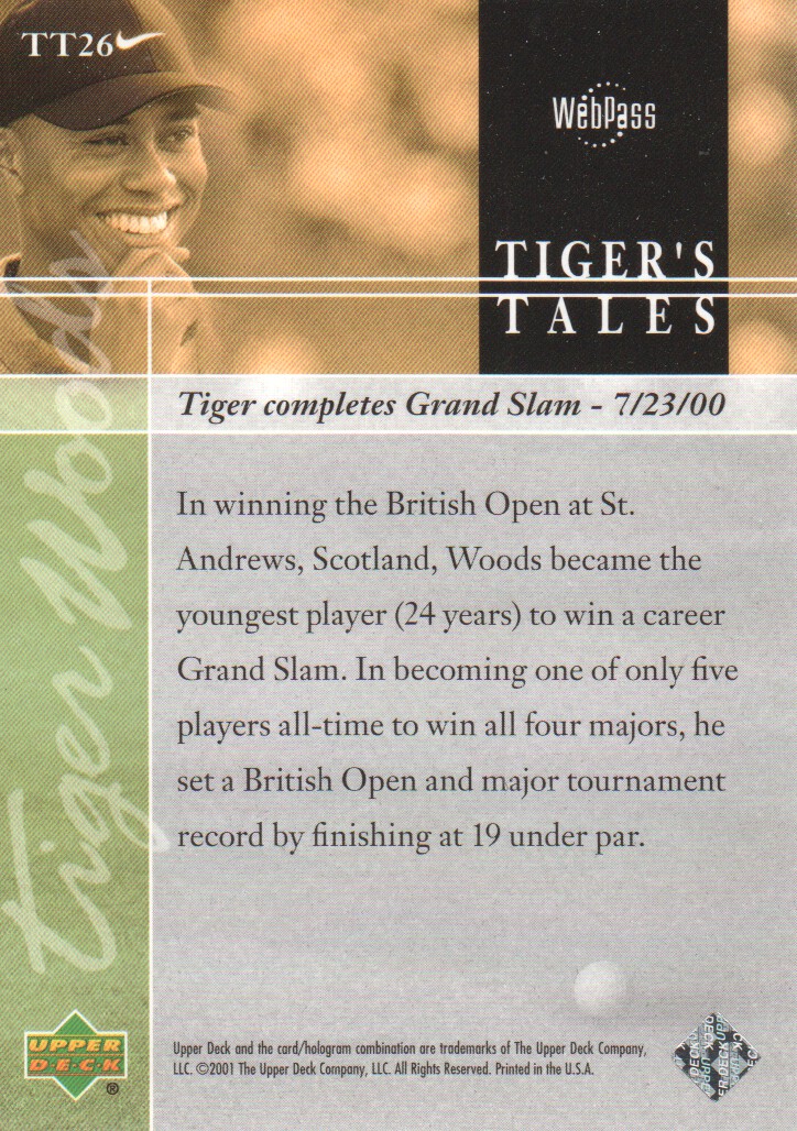 2001 Upper Deck Tiger's Tales #TT26 Tiger Woods back image
