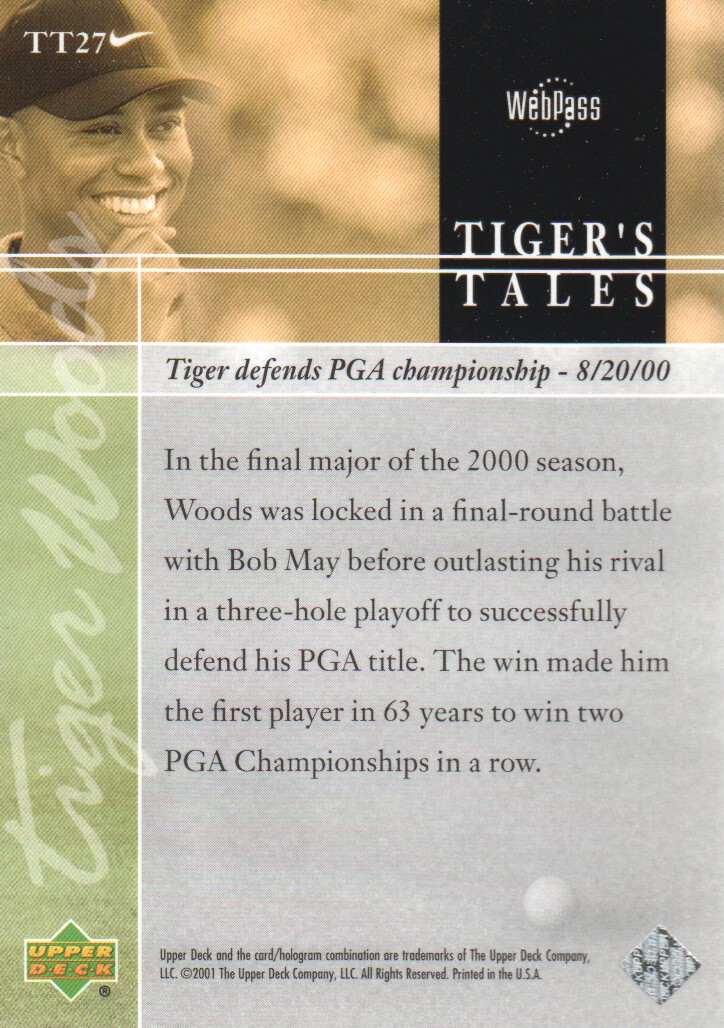 2001 Upper Deck Tiger's Tales #TT27 Tiger Woods back image