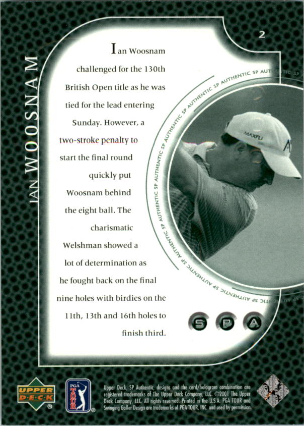 2001 SP Authentic Preview Golf Card Pick - Picture 5 of 117