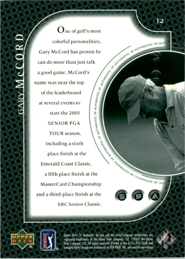 2001 SP Authentic Preview Golf Card Pick - Picture 25 of 117
