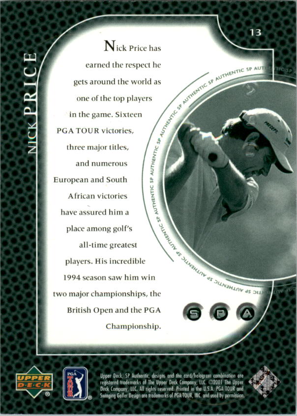 2001 SP Authentic Preview Golf Card Pick - Picture 27 of 117